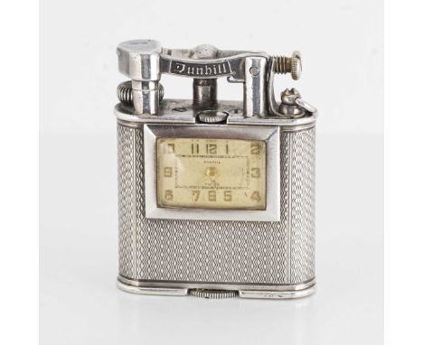 A RARE SOLID SILVER DUNHILL UNIQUE 'A' SELF WINDING WATCH LIGHTERCIRCA 1930sMovement: Manual wind through the crown or self w
