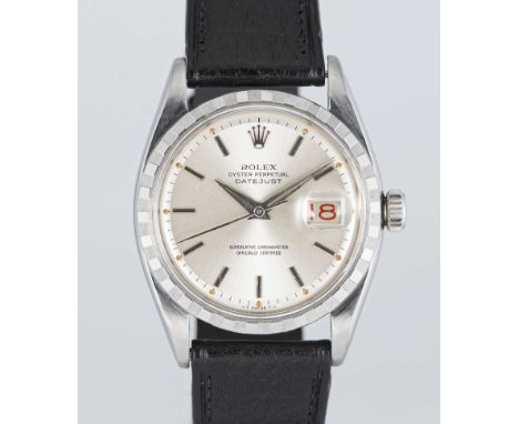 A GENTLEMAN'S STAINLESS STEEL ROLEX OYSTER PERPETUAL CHRONOMETER DATEJUST WRIST WATCHCIRCA 1957, REF. 6605 WITH "ROULETTE" DA