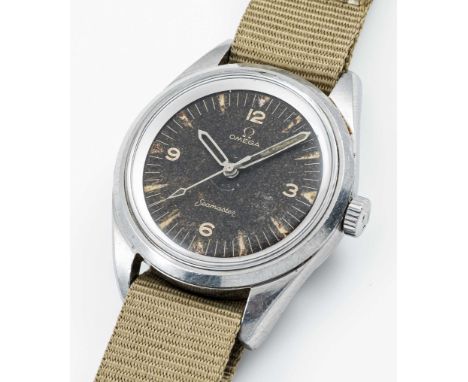 A RARE GENTLEMAN'S STAINLESS STEEL PAKISTAN AIR FORCE MILITARY OMEGA SEAMASTER "PAF" PILOTS WRIST WATCHCIRCA 1964, REF. 135.0