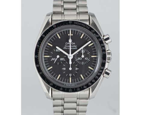 A GENTLEMAN'S STAINLESS STEEL OMEGA SPEEDMASTER PROFESSIONAL "MOONWATCH" CHRONOGRAPH BRACELET WATCHCIRCA 1988, REF. ST 145.02