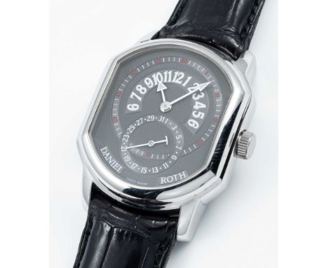 A GENTLEMAN'S STAINLESS STEEL DANIEL ROTH PREMIER RETROGRADE WRIST WATCHCIRCA 2000, REF. 807.L.10 WITH GREY PINSTRIPE PATTERN