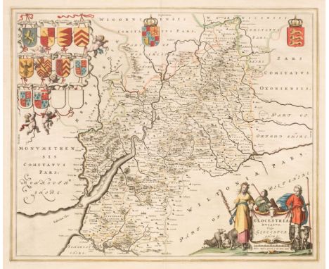 Gloucestershire. Blaeu (Johannes), Glocestria Ducatus vulgo Glocestershire, Amsterdam, circa 1648, engraved map with contempo