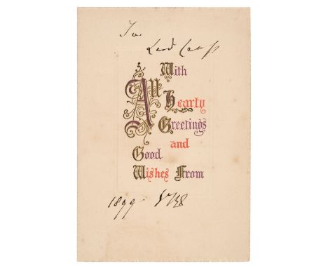 Victoria (1819-1901). Queen of Great Britain &amp; Ireland, 1837-1901. Autograph Christmas card signed, 'VRI', 1899, printed 