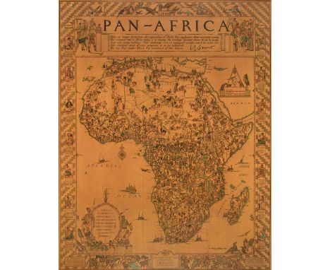 Africa. Spilhaus (Margeret Whiting), Pan-Africa, The Cape Times, Cape Town, 1944, a large lithographic pictorial map of the A