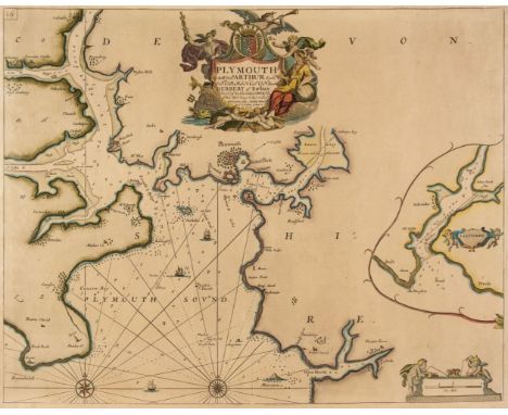 Sea Charts. Collins (Captain Greenville), Plymouth &amp; an untitled chart of the East Coast of England, circa 1700, together