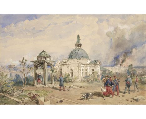 Simpson (William, 1823-1899). Church in the rear of the Redan, looking north, showing the effects of shot and shell, Septembe