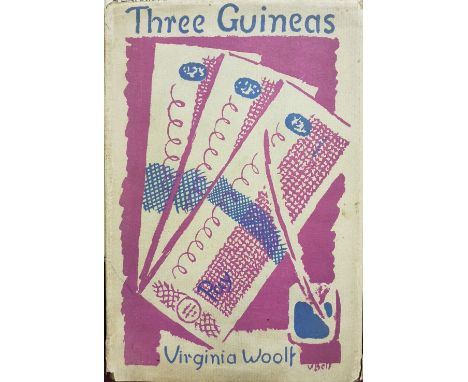 Woolf (Virginia). Three Guineas, 1st edition, London: The Hogarth Press, 1938, 5 monochrome illustrations, previous owner ins