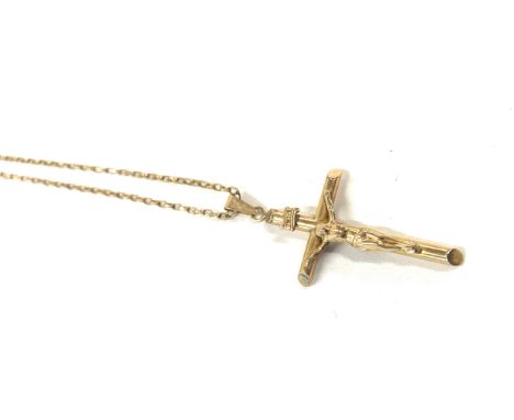 Gents 9ct gold chain and cross pendant, approximate weight 4.1g, length of chain exc pendant 64cm