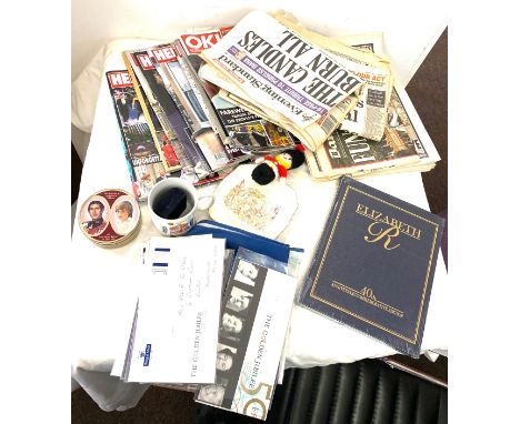Large selection of Royal Family memorabilia includes Tea service, Mugs, Playing cards, first day covers, stamps etc 