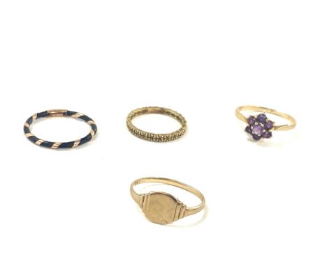 Selection of vintage ladies 9ct gold dress rings to include signet, stone set etc, approxiamte total weight 4.3g,