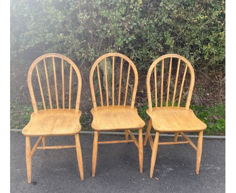 Set of 3 blonde Ercol dining chairs