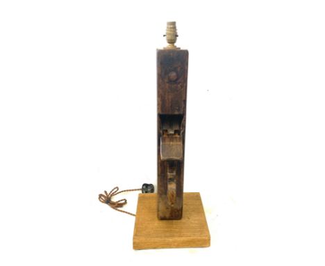 Lamp converted from wooden vice, untested, approximate height: 27 inches