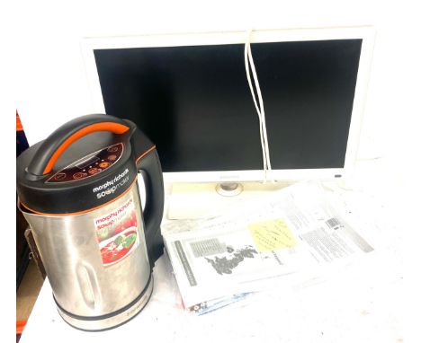 Samsung TV, Morphy richards soup maker and a upright lamp 