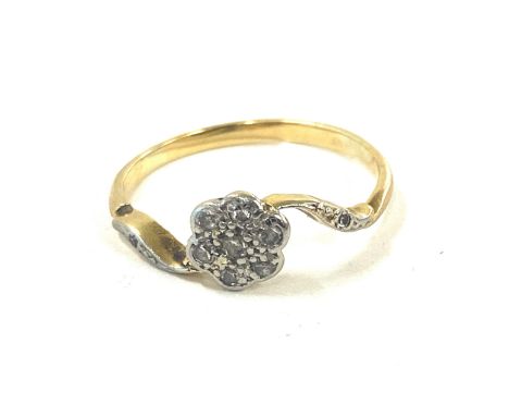 Ladies gold and diamond dress ring, approximate weight 2.1g, ring size P/Q, unmarked