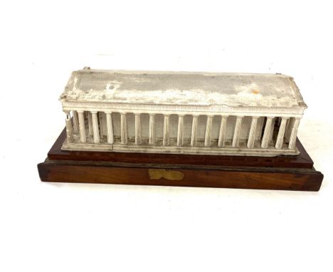 Rare antique Georgian plaster model of the Parthenon mounted on a mahogany base, Grand tour size, approximate measurements of