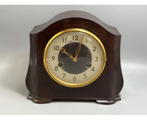 Smiths Enfield mahogany mantle clock 