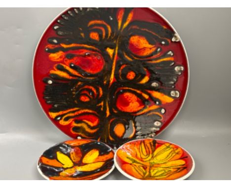 Three vintage Poole plates - 1 large &amp; 2 small 