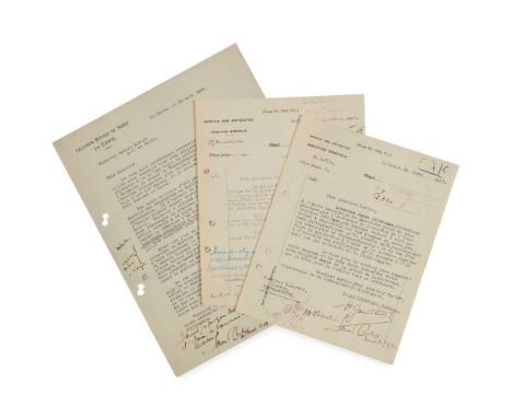 [Egyptology] - Carter, Howard Three letters written to Howard Carter, with his signature 1) Addressed 22nd March 1929, typed 