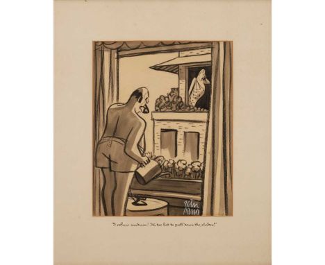 § Peter Arno (1904-1968) 'I refuse madam! It's too hot to pull down the shades!' grey wash and black crayon with traces of pe