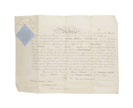 Victoria, Queen of the United Kingdom and Empress of India (1819-1901) Document signed, 28th June 1875 commissioning Frank Pa