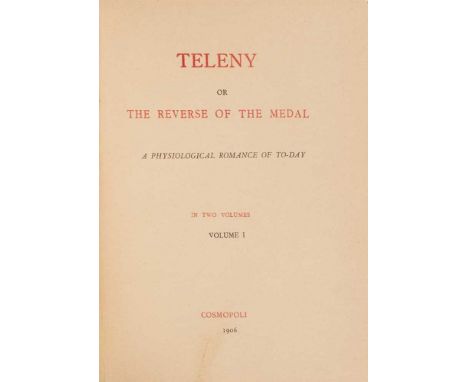 Pornographic novel - circle of Oscar Wilde Teleny, or the Reverse of the Medal A Physiological Romance for Today. Cosmopoli [