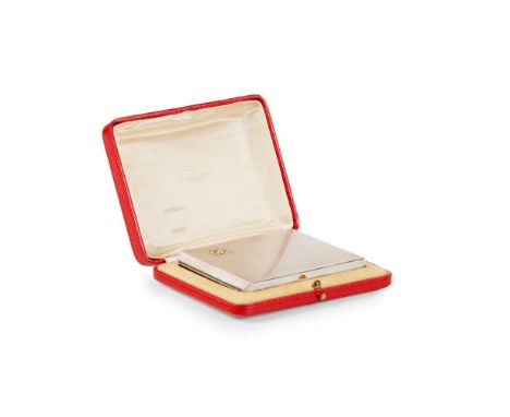 Carl Hiess, Vienna Edward, Duke of Windsor - his cigarette case of rectangular form, 9.5 x 7.5cm, with the couple's 'WE' crow