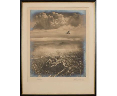 § Alfred G. Buckham (1879/80-1956) Edinburgh, c.1920 gelatin silver print photograph, 45.8 x 38.5cm, showing an aerial view o