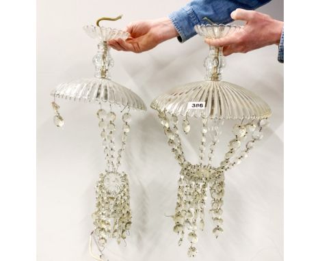 Two vintage glass ceiling lights, Dia. 32cm.
