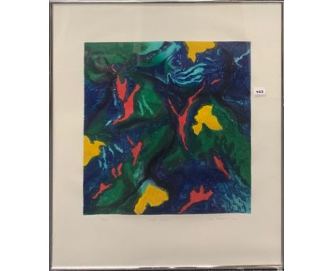 A large framed pencil signed limited edition lithograph 93/100 entitled Water Garden.
