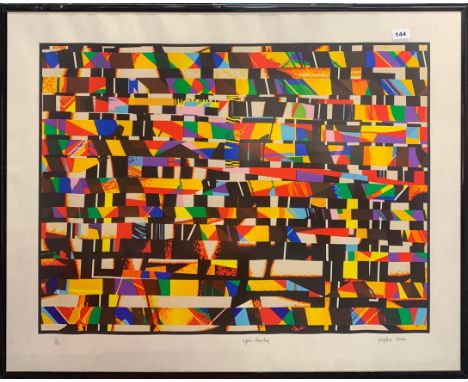 A large framed pencil signed limited edition 17/100 lithograph entitled Super-Structure, frame size 105 x 80cm.