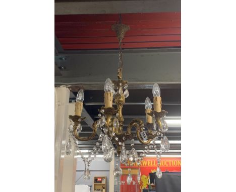 A gilt brass chandelier light fitting, H. 72cm.