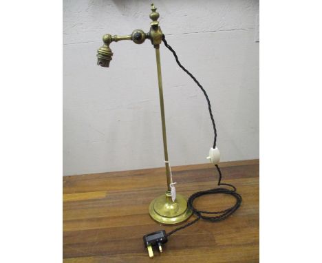 An early 20th century brass height adjustable lamp rewired and PAT tested 19 1/2"h 