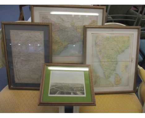 Three maps of India to include two by John Bartholomew and one by Mr Arrow Smith, together with a print entitled Calcutta 