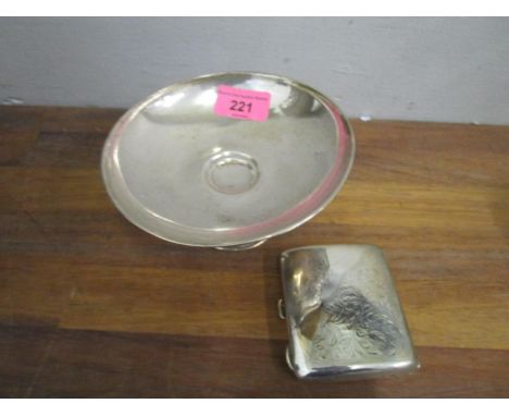 A Reed &amp; Barton sterling silver candlestick and a silver cigarette case, total weight 226.45g 