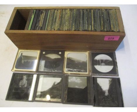 Box of magic lantern slides and glass plates mainly views of the Isle of Man 