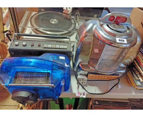 A vintage novelty radio/cassette player in the form of a table jukebox - sold with a Roberts 3 band radio cassette recorder a