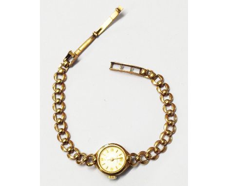 A vintage 9ct. gold Rotary lady's wristwatch with pierced link bracelet and 21 jewel incabloc movement - running - no box or 