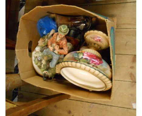 A box containing a quantity of assorted ceramic and other collectable items including Capodimonte figures, etc.