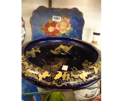 A Carltonware registered Australian design bowl with heavily embossed floral pattern - sold with a Royal Doulton dish and a b
