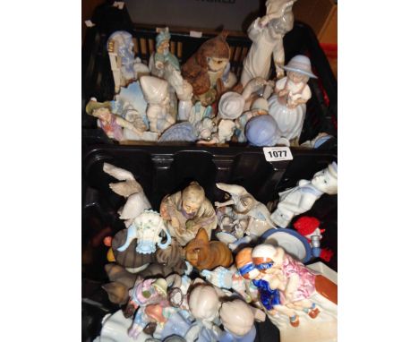 Two small crates containing a large quantity of ceramic and other collectable figurines