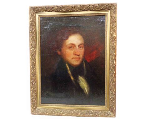A later gilt framed oil painting remounted on board, depicting a portrait of a 19th Century gentleman - 57cm X 42cm