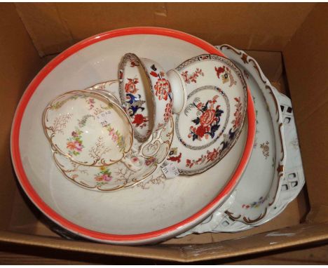A box containing a small quantity of assorted ceramic items including Minton cup and saucer, bowl, dishes, etc.