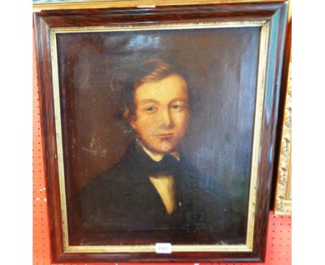 A framed and gilt lined oil on canvas portrait of a 19th Century gentleman - 53cm X 46cm