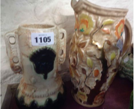 A small selection of assorted ceramic items including H.J. Wood Indian Tree pattern jug, C.H. Branham cream jug, embossed Aus