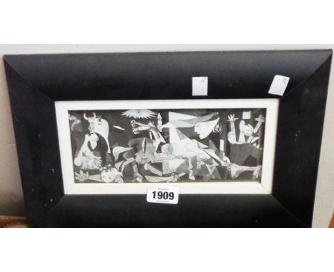 Pablo Picasso: a modern framed small format monochrome print 'Guernica 1937'