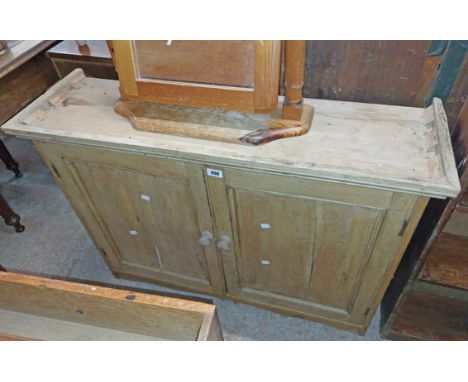 A 1.02m pine cupboard with moulded top and bracket base - adapted