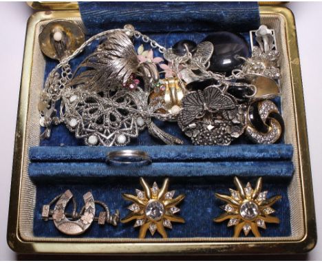 COSTUME JEWELLERY INCLUDING SILVER. Box of good quality costume jewellery including silver items