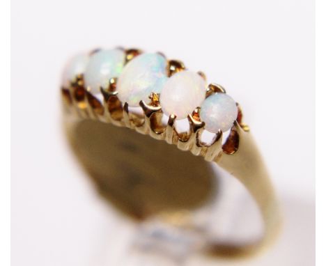 18CT GOLD OPAL RING. 18ct yellow gold opal ring, Chester hallmark