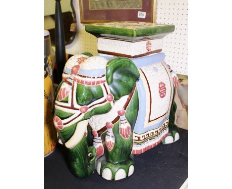 CERAMIC ELEPHANT SEAT. Ceramic decorative elephant seat, H ~ 45cm