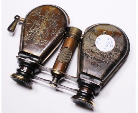 FOLDING BINOCULARS. Brass folding binoculars, R & J Beck, London